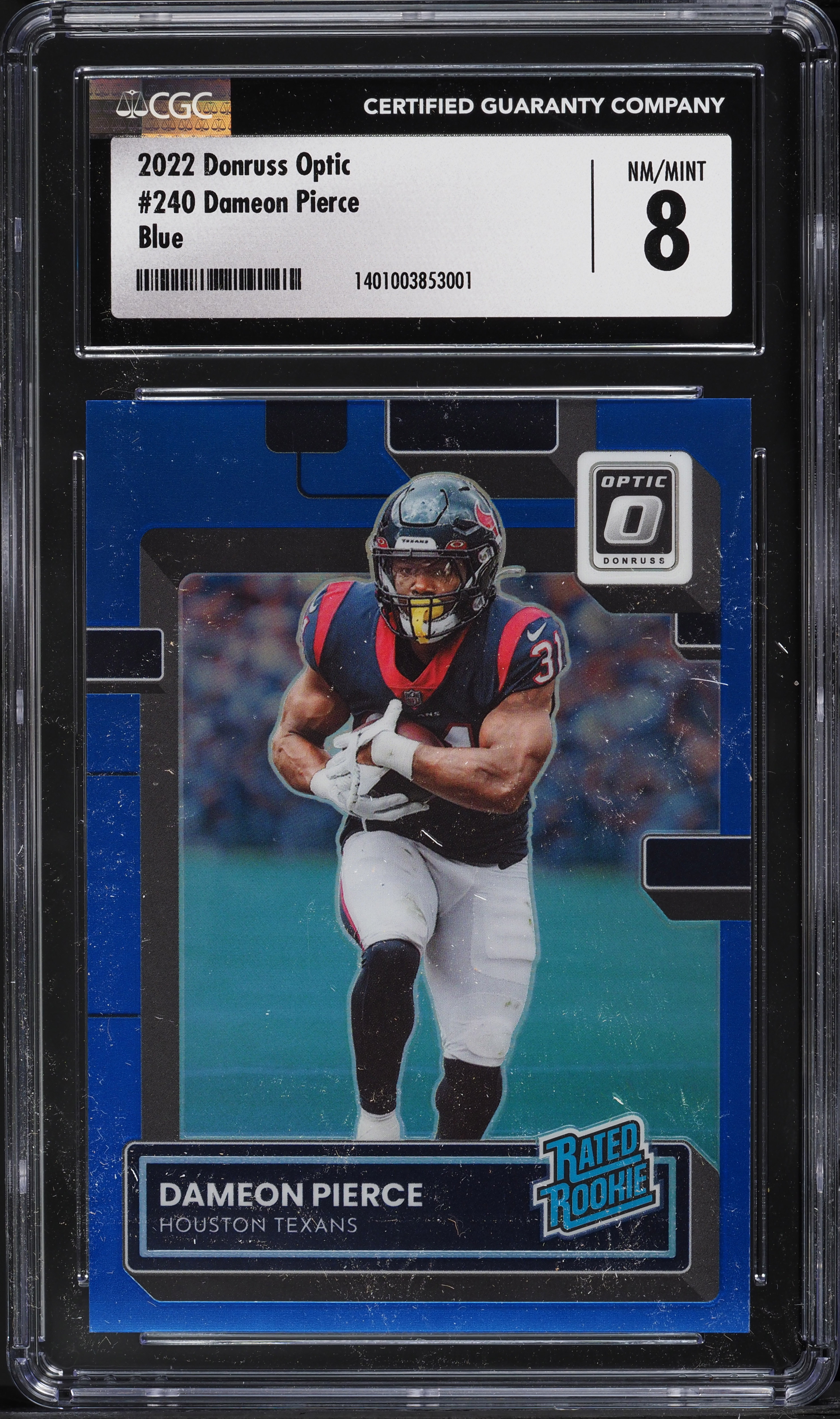 2022 Donruss Optic Blue Dameon Pierce ROOKIE /179 #240 CGC 8 NM-MT