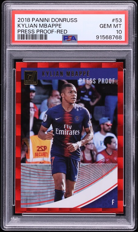 2018 Donruss Press Proof Red Kylian Mbappe ROOKIE #53 PSA 10 GEM MINT