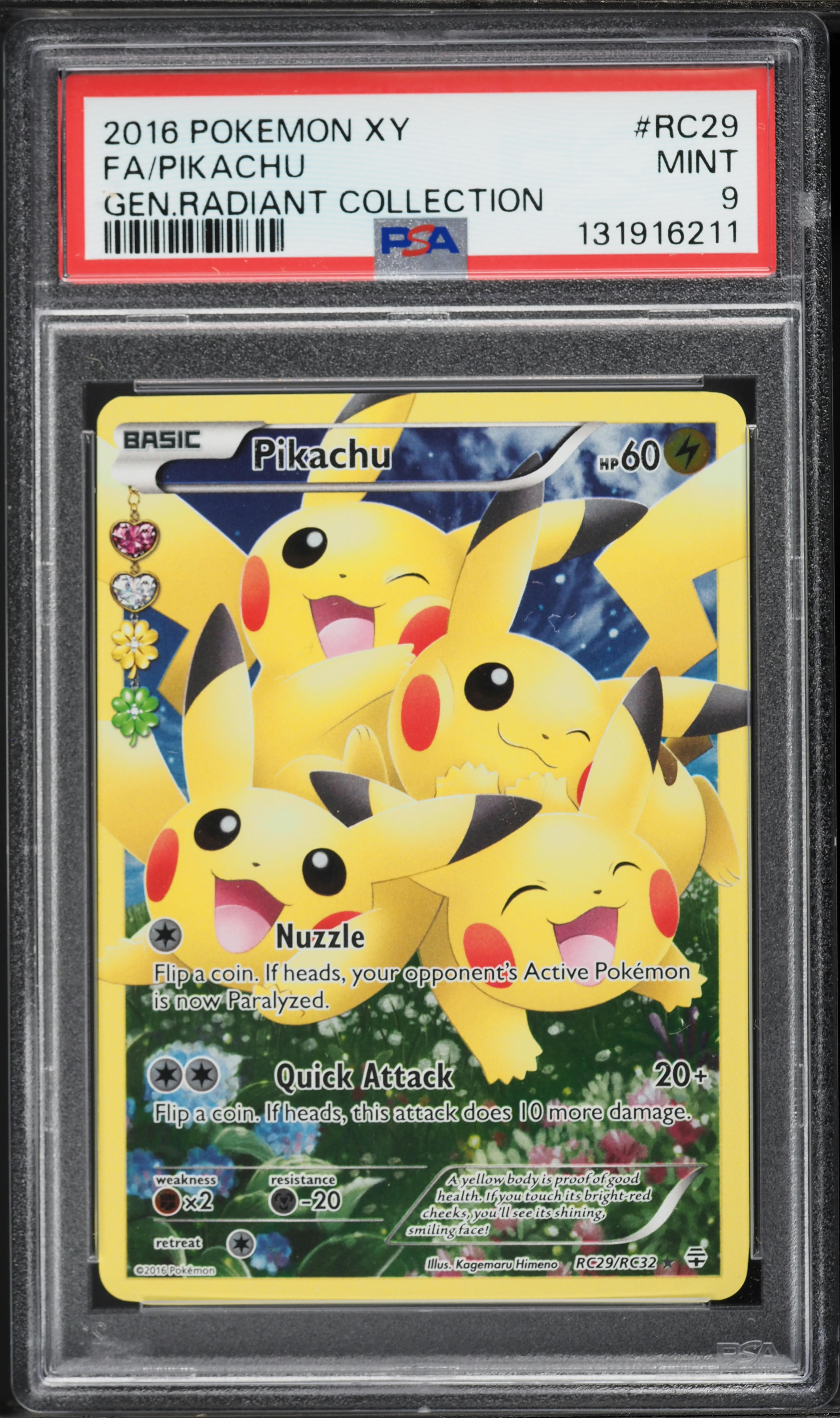 2016 Pokemon XY Generations Radiant Collection Full Art Pikachu #RC29 PSA 9 MINT