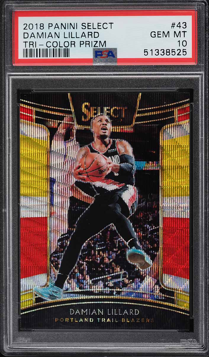 2018 Select Tri-Color Prizm Damian Lillard #43 PSA 10 GEM MINT