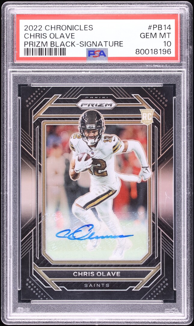 2022 Panini Chronicles Prizm Black Chris Olave ROOKIE AUTO #PB14 PSA 10 GEM MINT