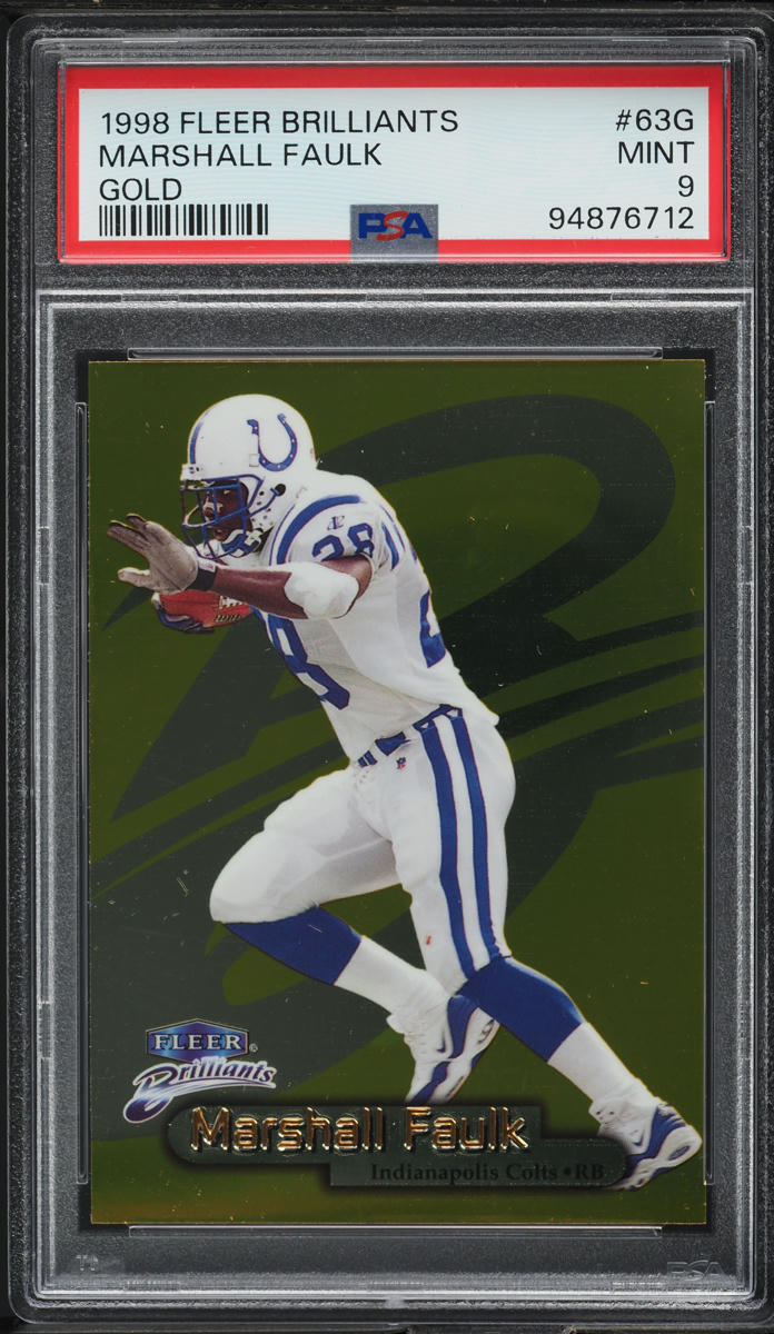 1998 Fleer Brilliants Gold Marshall Faulk 99/99 #63G PSA 9 MINT