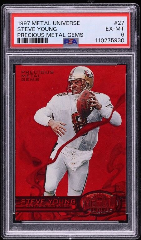 1997 Metal Universe Precious Metal Gems PMG Red Steve Young /150 #27 PSA 6 EXMT