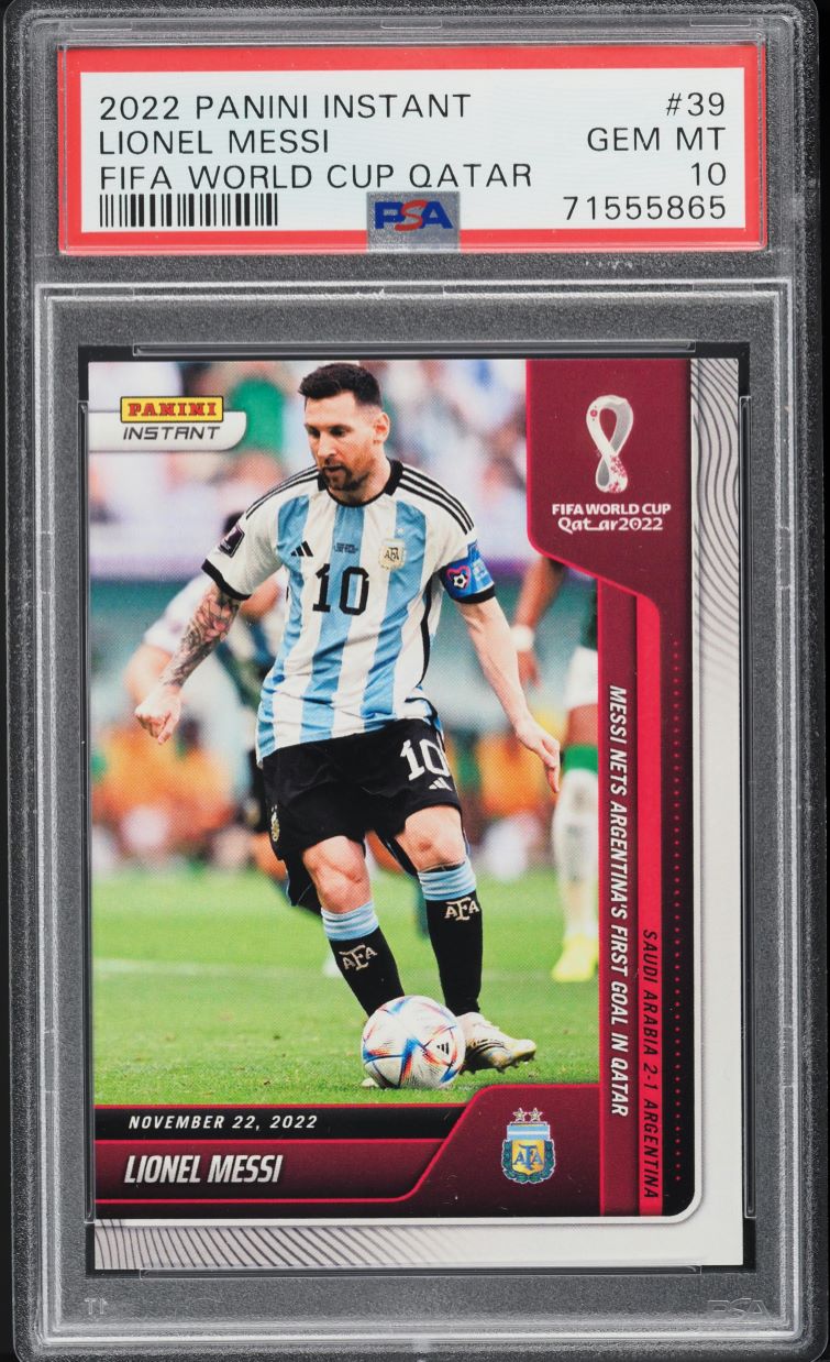 2022 Panini Instant FIFA World Cup Qatar Lionel Messi /796 #39 PSA 10 GEM MINT