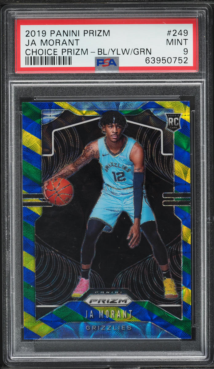 2019 Panini Prizm Choice Blue Green Yellow Ja Morant ROOKIE #249 PSA 9 MINT