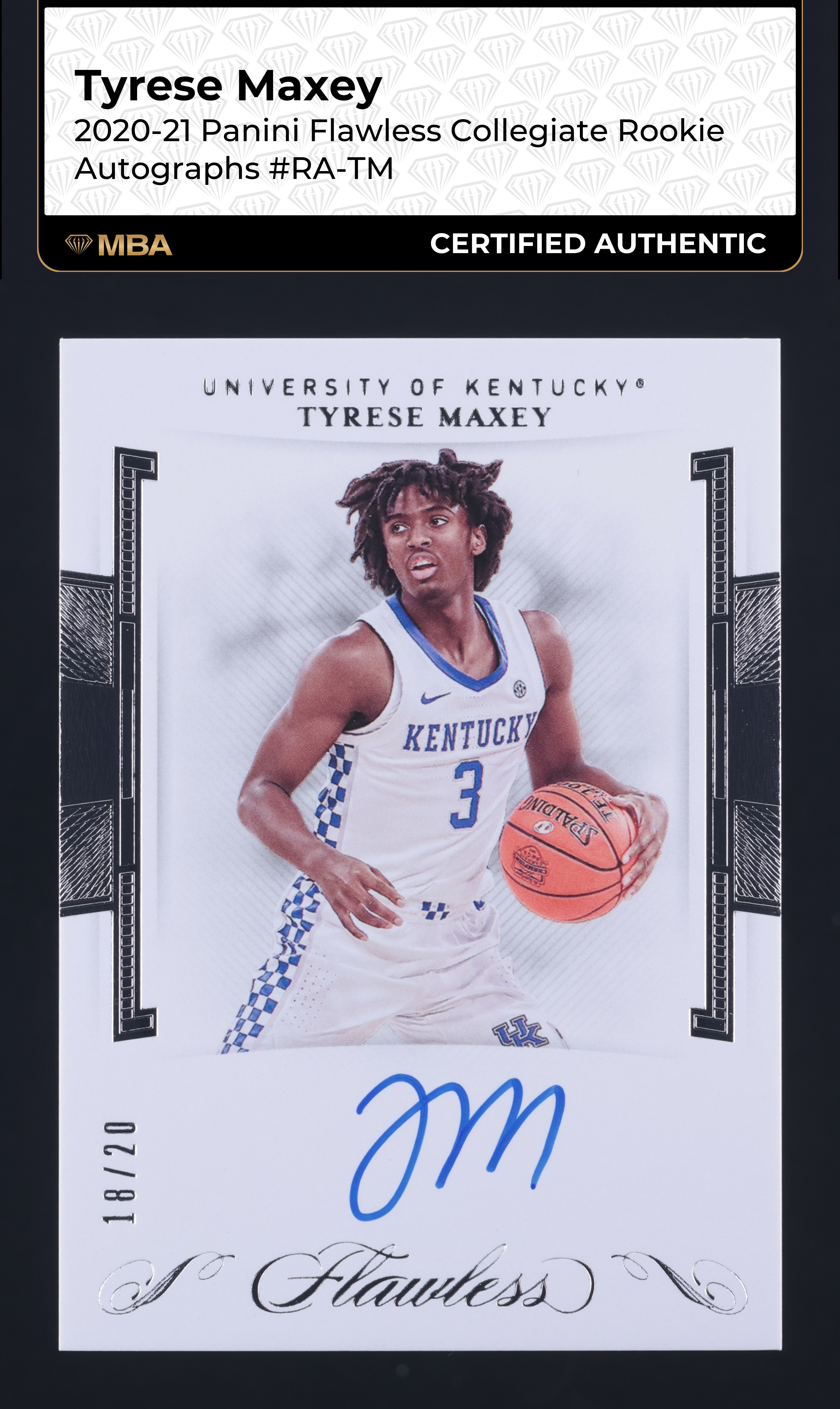 2020 Panini Flawless Collegiate Tyrese Maxey ROOKIE AUTO /20 #RA-TM MBA AUTH