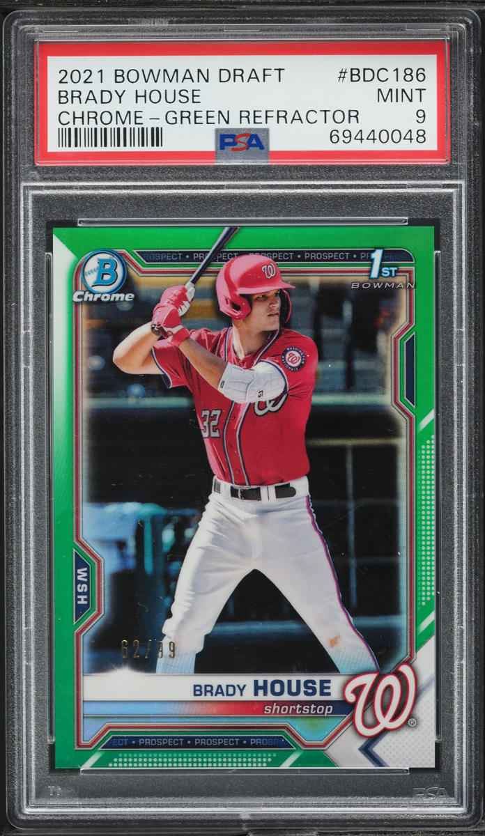 2021 Bowman Chrome Green Refractor Brady House PROSPECT /99 #BDC-186 PSA 9 MINT