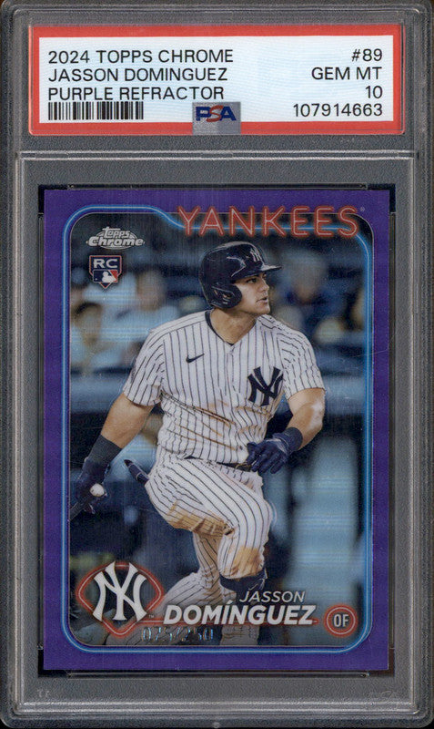 2024 Topps Chrome Purple Refractor #89 Jasson Dominguez RC /250 PSA 10