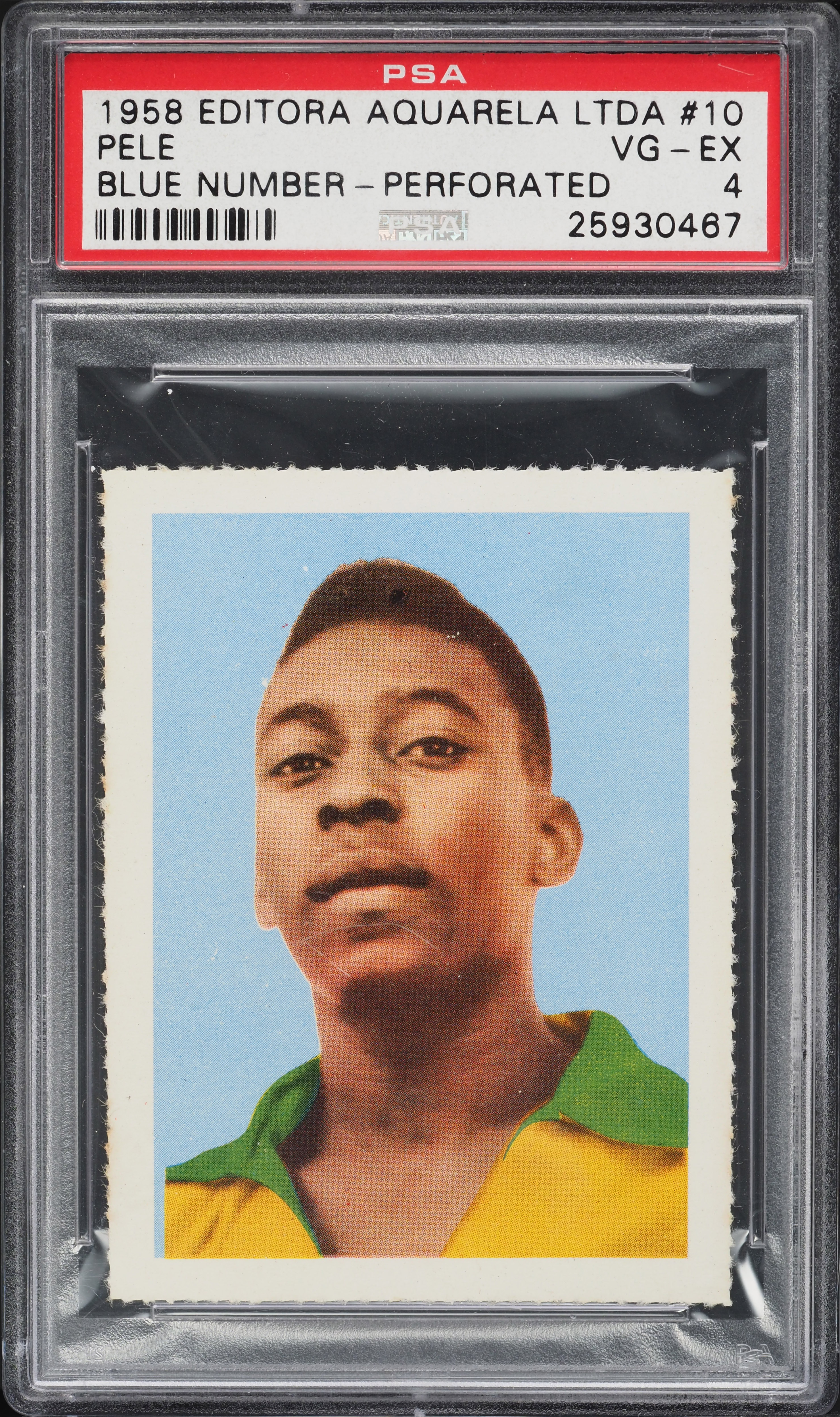 1958 Editora Aquarela Blue Number Pele ROOKIE #10 PSA 4 VGEX