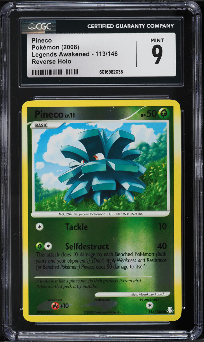 2008 Pokemon DP Legends Awakened Reverse Holo Pineco #113 CGC 9 MINT