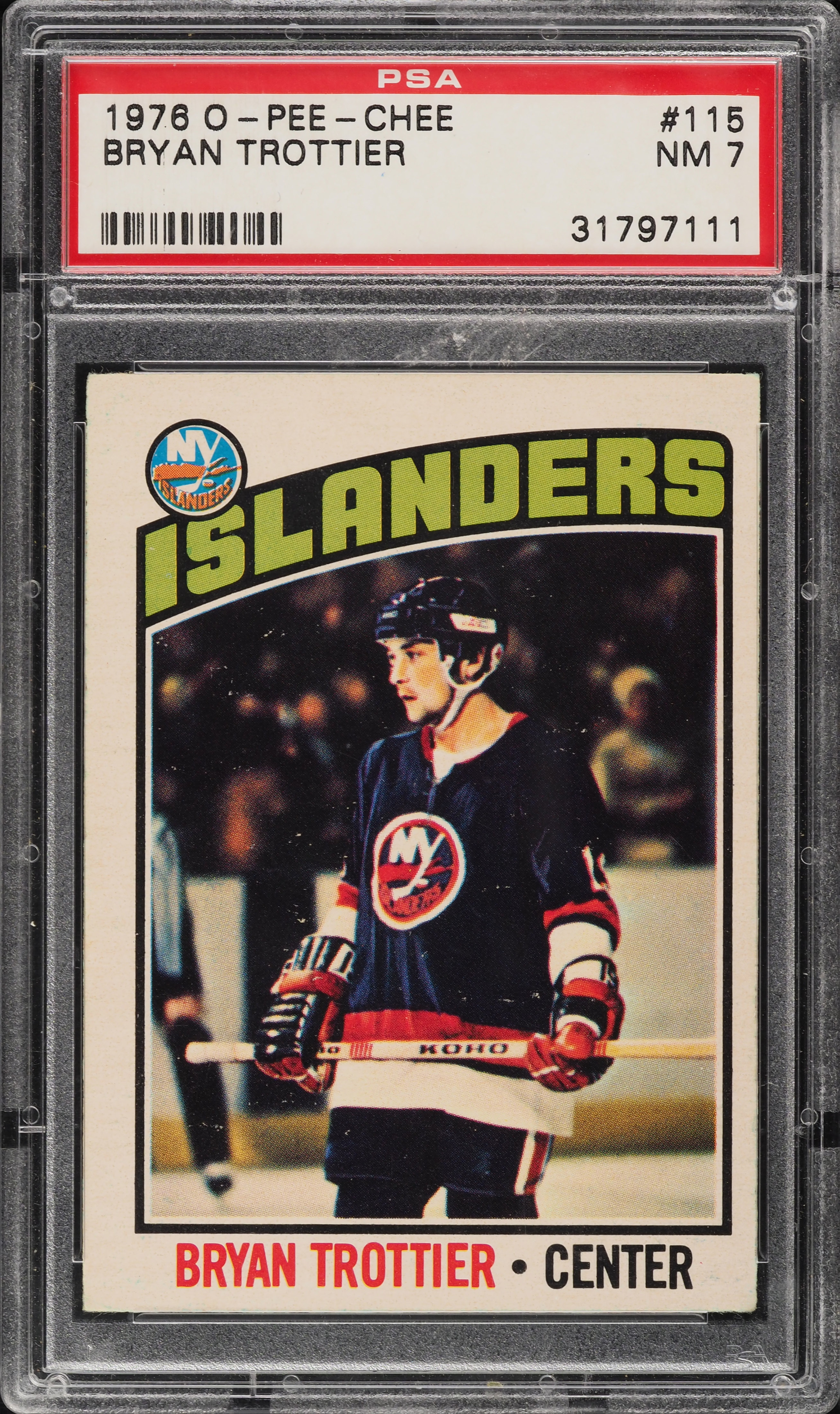 1976 O-Pee-Chee Hockey Bryan Trottier ROOKIE #115 PSA 7 NRMT