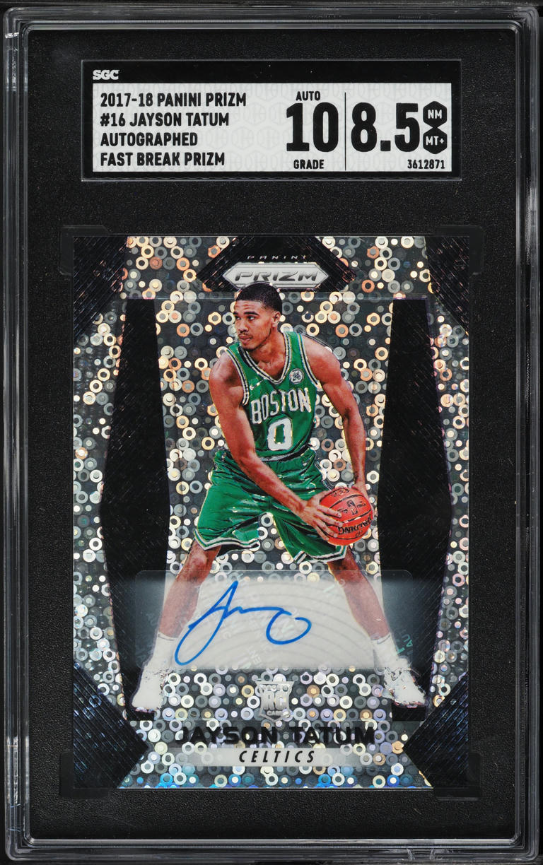 2017 Panini Prizm Fast Break Jayson Tatum ROOKIE AUTO #16 SGC 8.5 NM-MT+