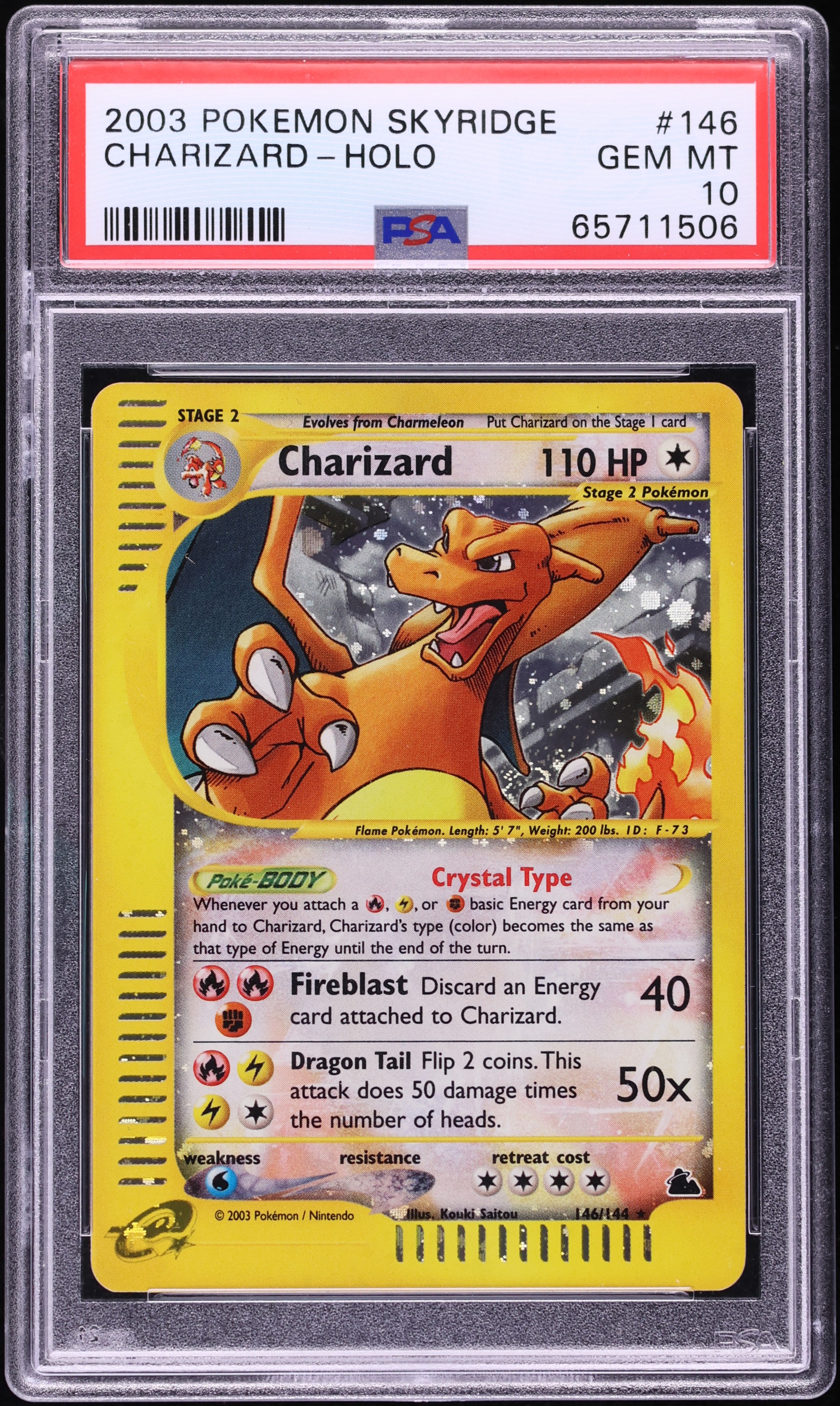 2003 Pokemon Skyridge Holo Crystal Charizard #146 PSA 10 GEM MINT
