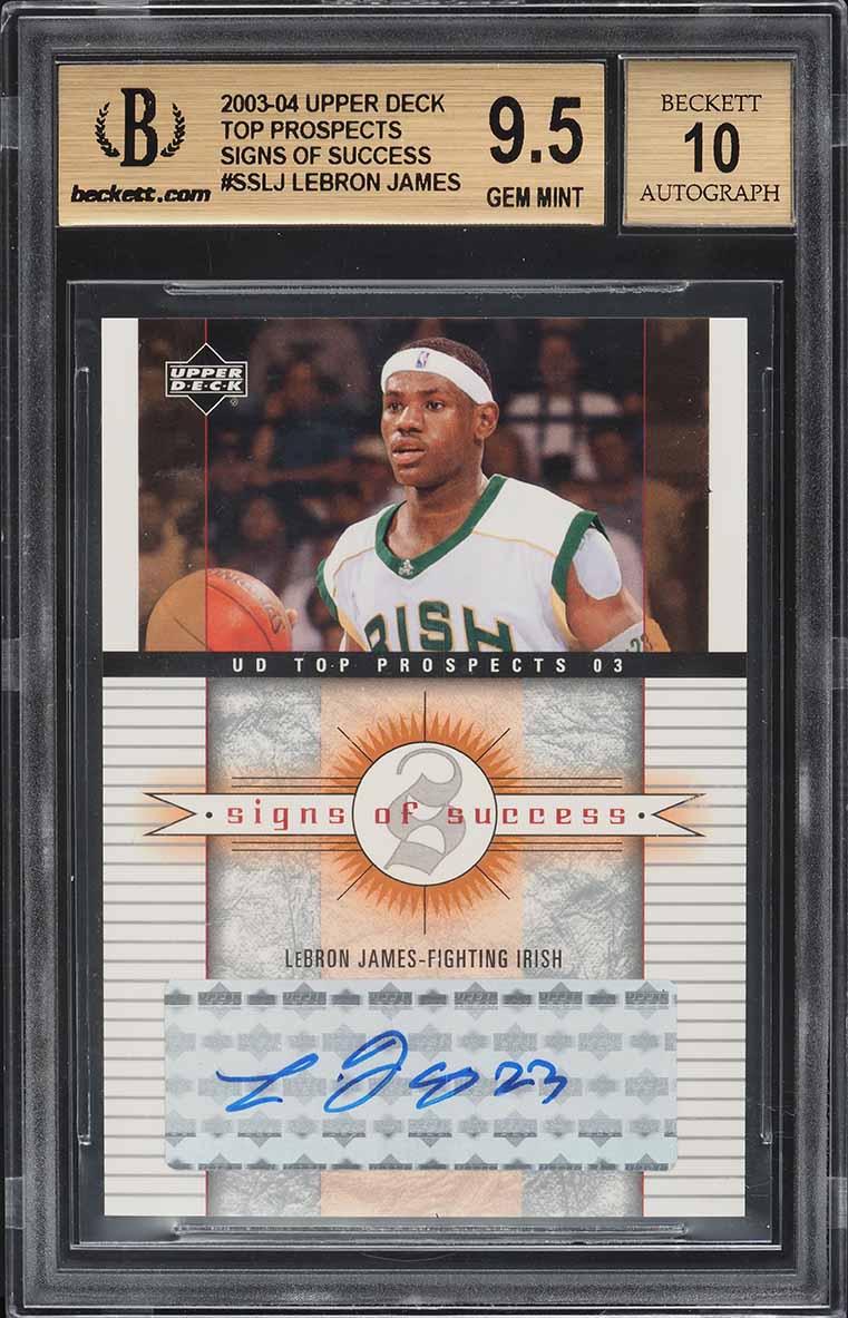2003 Upper Deck Top Prospects Signs Of Success LeBron James ROOKIE AUTO BGS 9.5