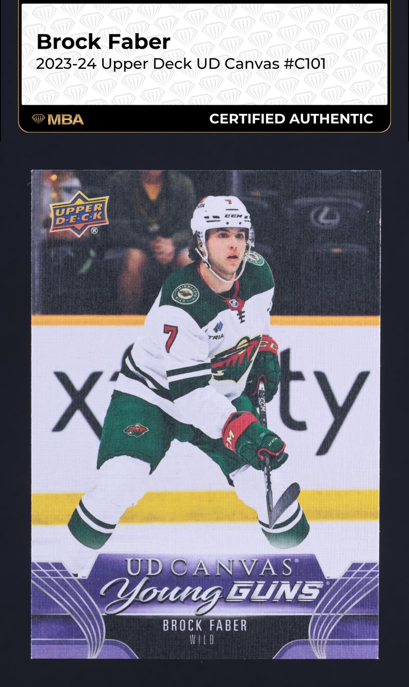 2023 Upper Deck Young Guns Canvas Brock Faber ROOKIE #C101 MBA AUTH