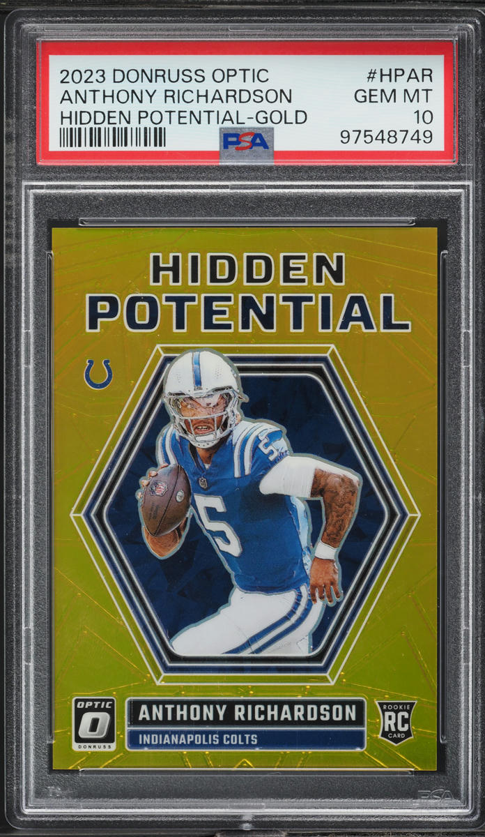 2023 Donruss Optic Hidden Potential Gold Anthony Richardson RC /10 #HPAR PSA 10
