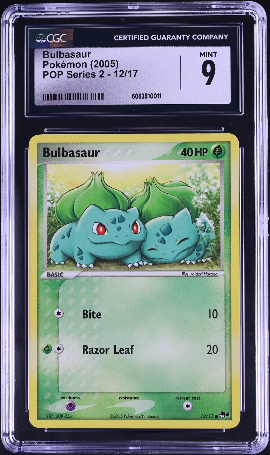 2005 Pokemon POP Series 2 Bulbasaur #12 CGC 9 MINT