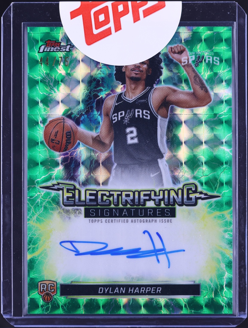 2025 Finest Electrifying Green Geometric Refractor Dylan Harper ROOKIE AUTO /75 #ESG-DH