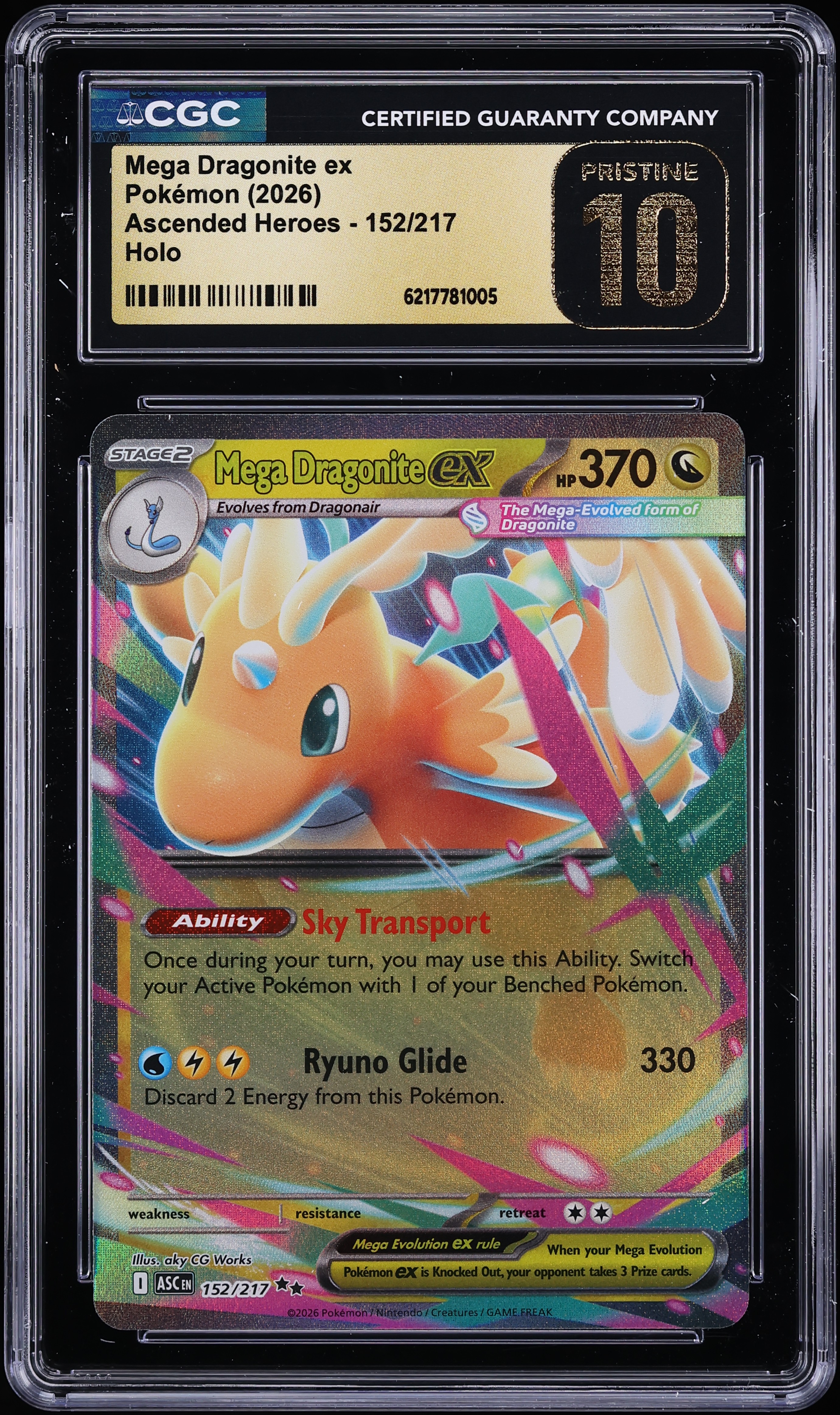 2026 Pokemon Mega Evolution Ascended Heroes Holo Mega Dragonite ex #152 CGC 10 PRISTINE