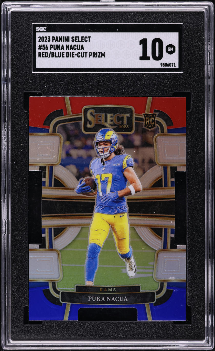2023 Select Concourse Red Blue Die-Cut Prizm Puka Nacua ROOKIE #56 SGC 10 GEM