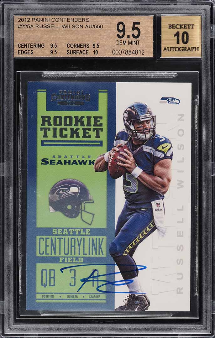2012 Panini Contenders Russell Wilson ROOKIE AUTO #225A BGS 9.5 GEM MINT