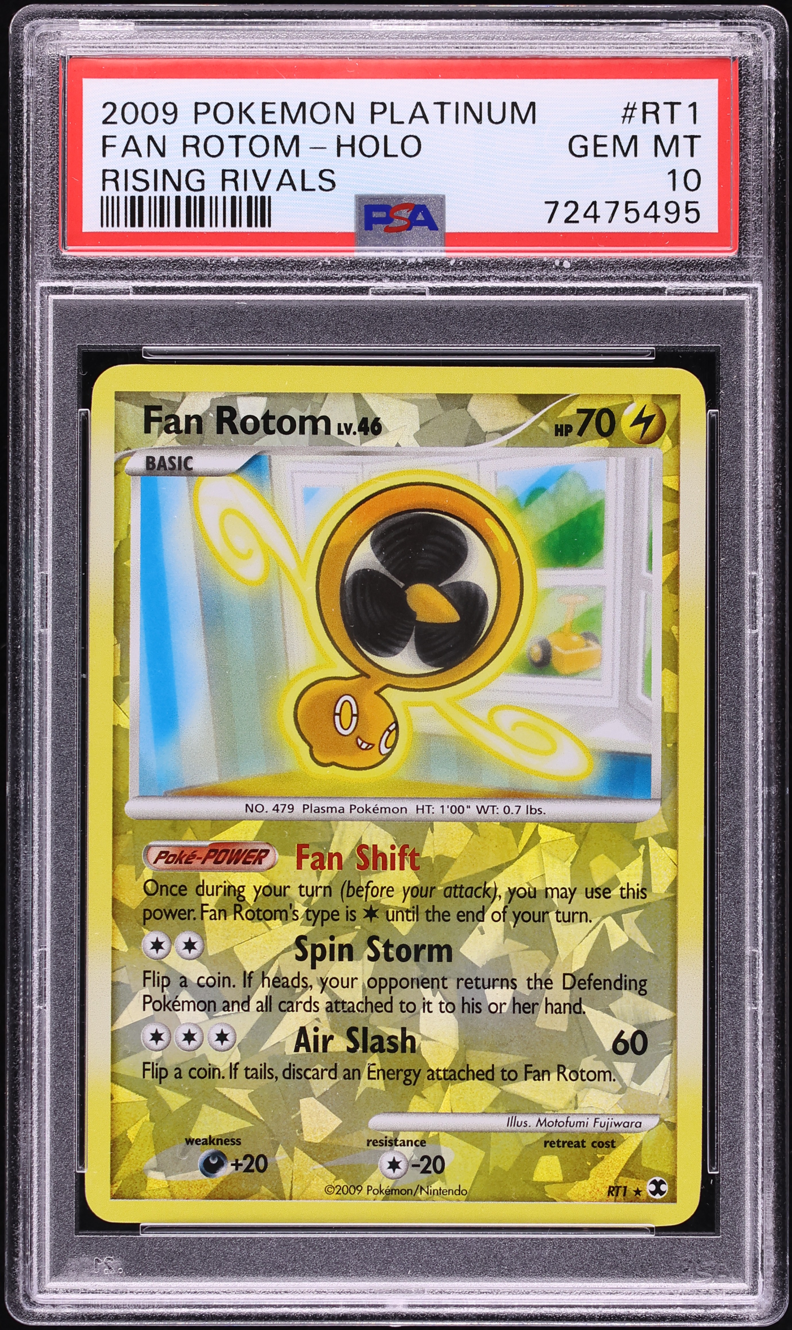 2009 Pokemon Platinum Rising Rivals Holo Fan Rotom #RT1 PSA 10 GEM MINT