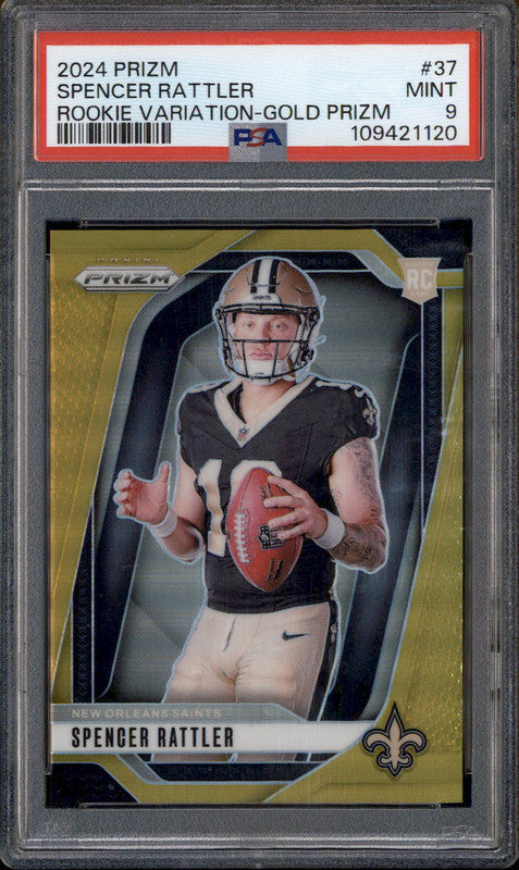 2024 Panini Prizm Rookie Variation Gold Prizm #37 Spencer Rattler RC /10 PSA 9