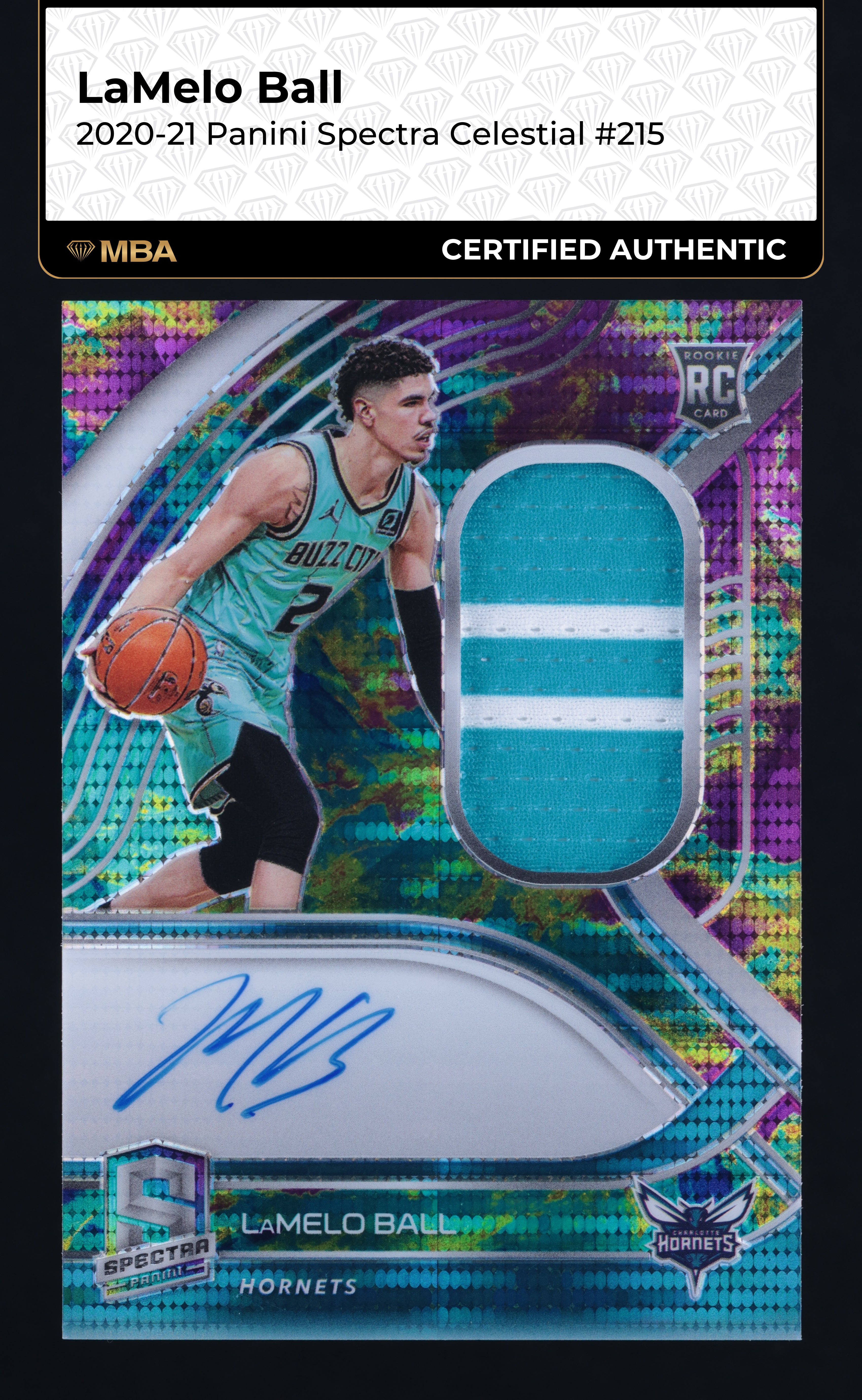 2020 Panini Spectra Celestial LaMelo Ball ROOKIE PATCH AUTO /75 #215 MBA AUTH