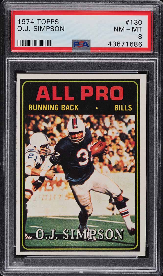 1974 Topps Football O.J. Simpson ALL-PRO #130 PSA 8 NM-MT