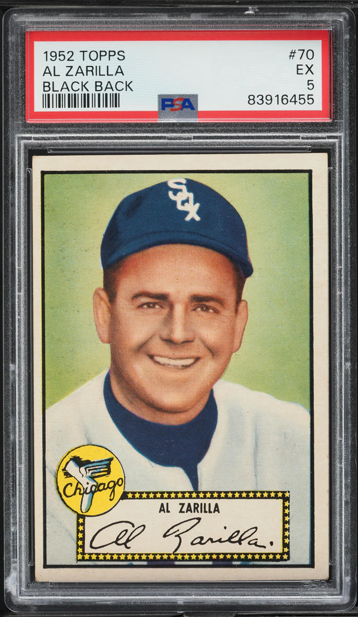 1952 Topps Al Zarilla BLACK BACK #70 PSA 5 EX