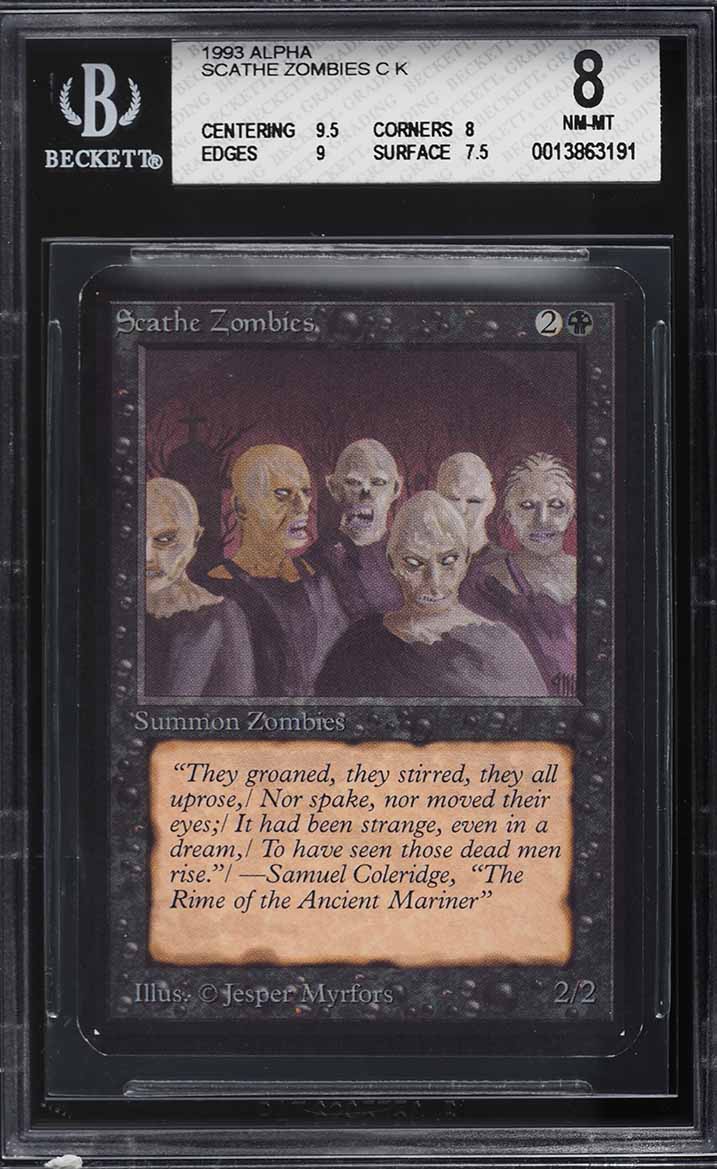 1993 Magic The Gathering MTG Alpha Scathe Zombies C K BGS 8 NM-MT