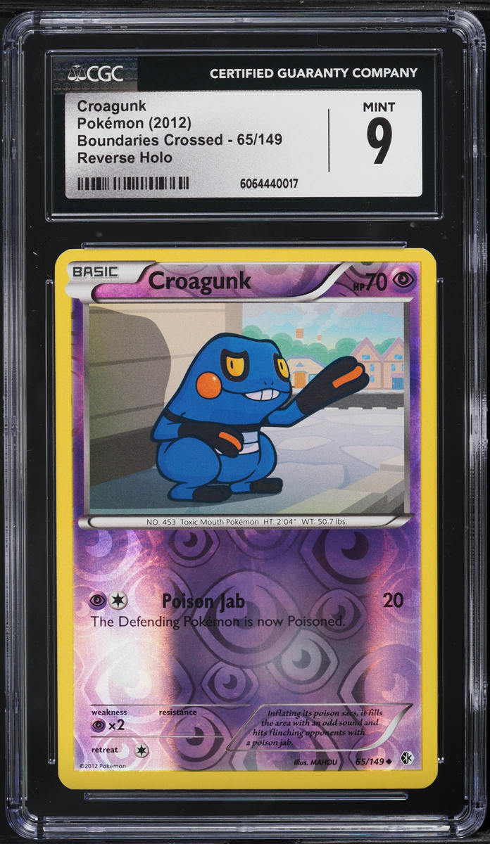 2012 Pokemon BW Boundaries Crossed Reverse Holo Croagunk #65 CGC 9 MINT