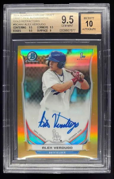 2014 Bowman Draft Chrome Gold Refractors #BCA-AV Alex Verdugo Auto /50 BGS 9.5