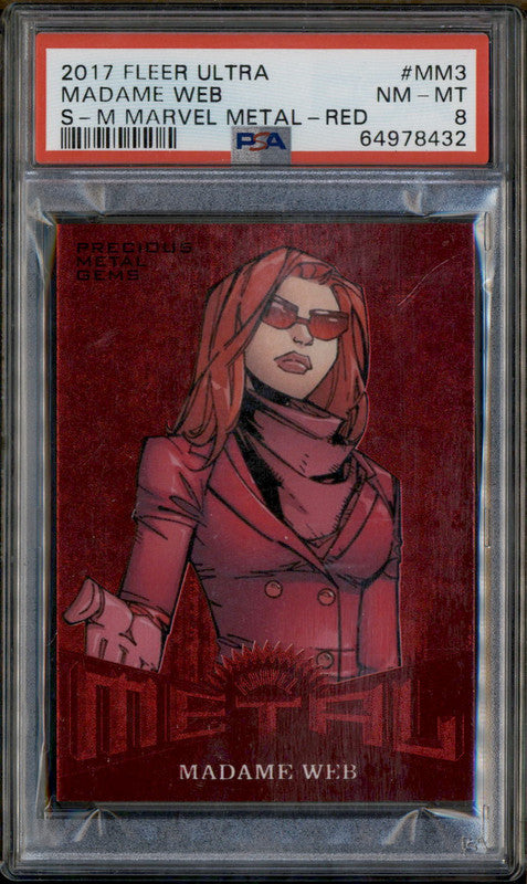 2017 Fleer Ultra Marvel Precious Metal Gems Red Madame Web /99 PSA 8