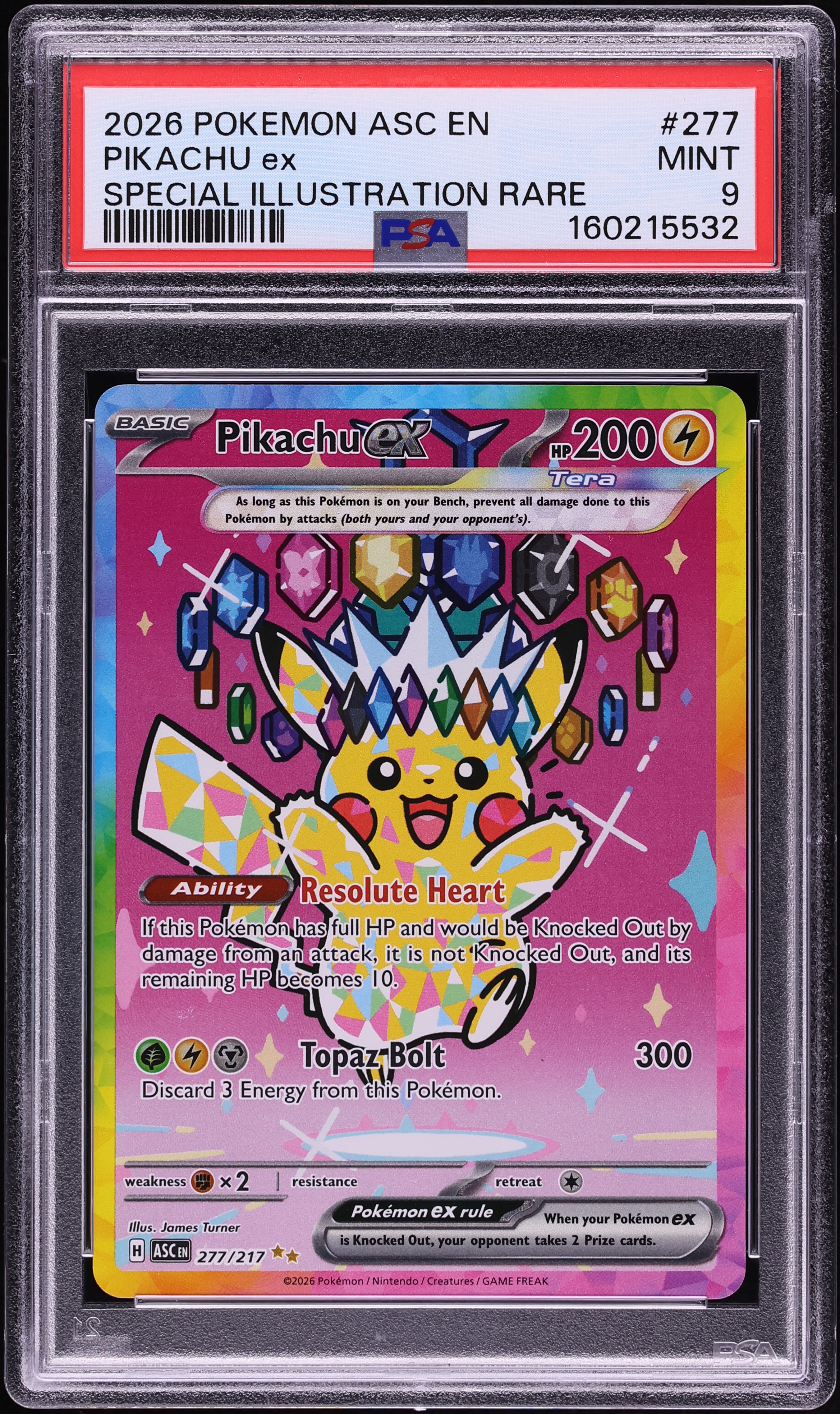 2026 Pokemon Mega Evolution Ascended Heroes SIR Pikachu ex #277 PSA 9 MINT