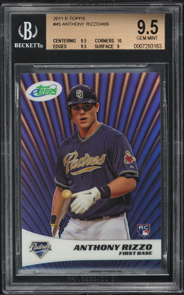 2011 eTopps Anthony Rizzo ROOKIE /499 #45 BGS 9.5 GEM MINT