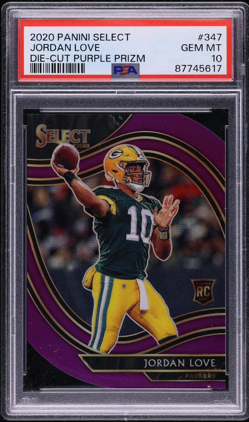 2020 Select Field Level Purple Prizm Die-Cut Jordan Love ROOKIE #347 PSA 10 GEM