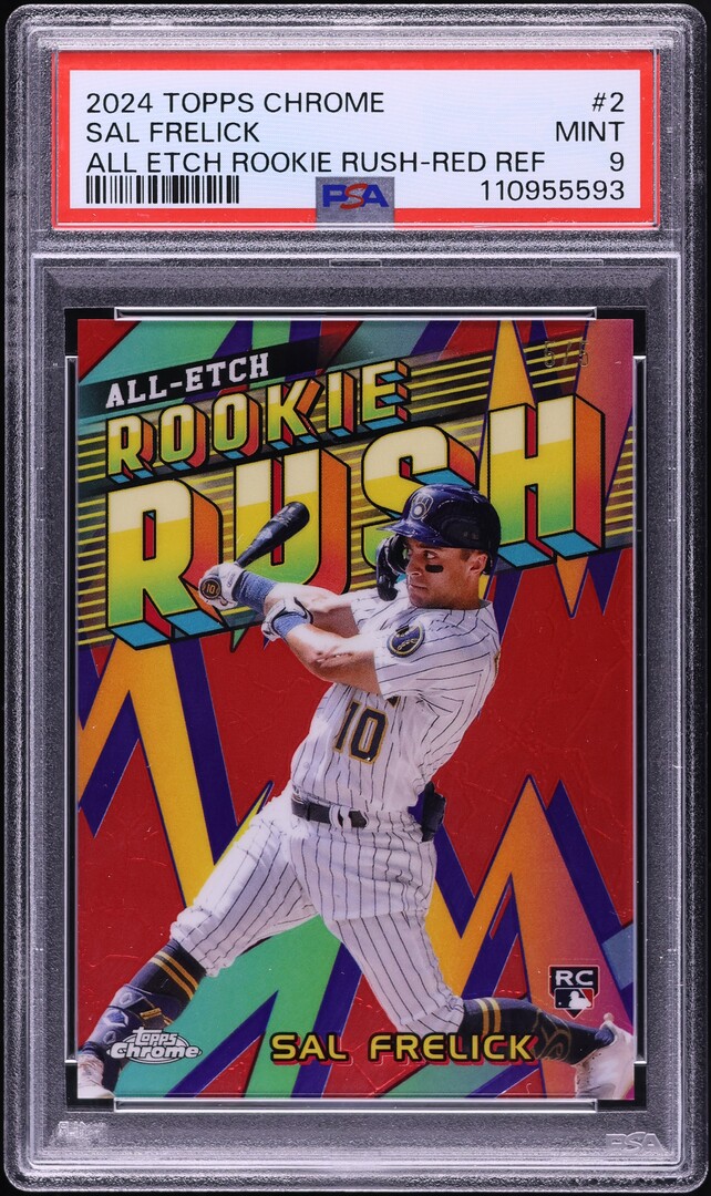 2024 Topps Chrome Chrome All Etch Rush Red Refractor Sal Frelick RC /5 #2 PSA 9