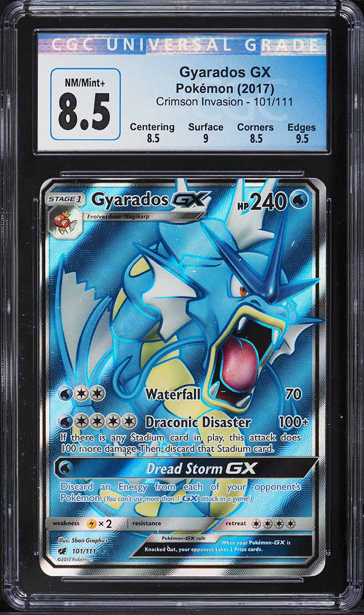 2017 Pokemon Sun & Moon Crimson Invasion Full Art Gyarados GX #101 CGC 8.5