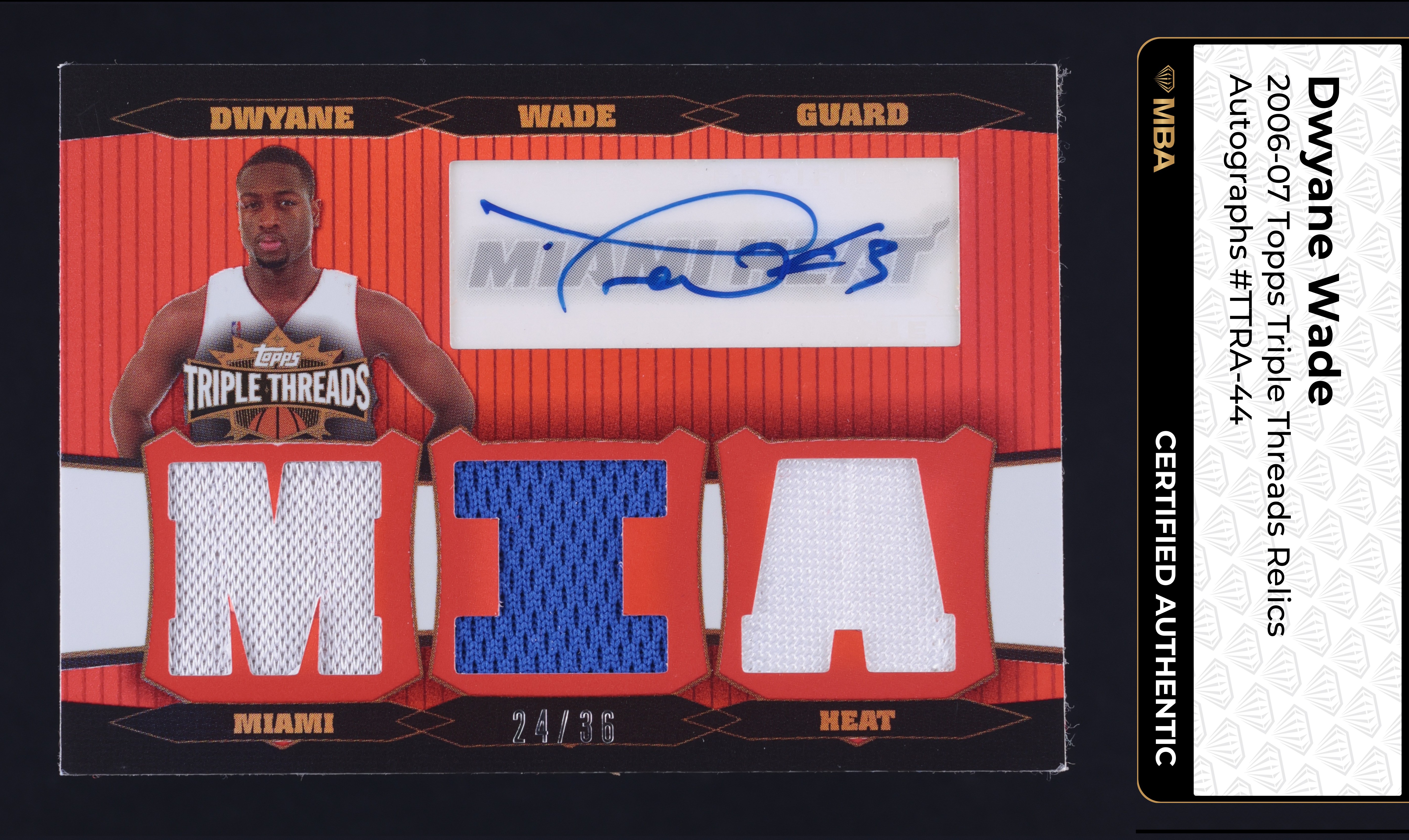2006 Topps Triple Threads Relics Dwyane Wade PATCH AUTO /36 #TTRA-44 MBA AUTH