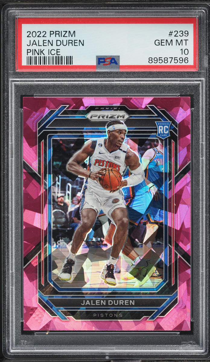 2022 Panini Prizm Pink Ice Jalen Duren ROOKIE #239 PSA 10 GEM MINT