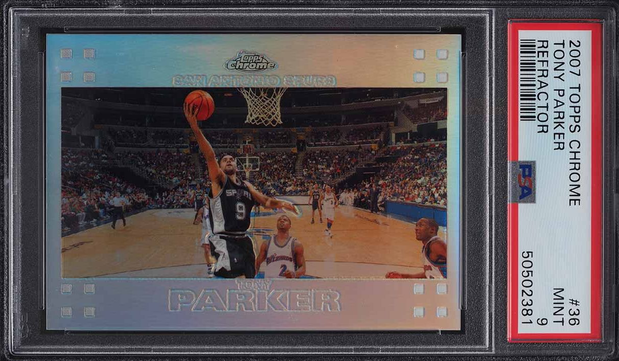 2007 Topps Chrome Refractor Tony Parker /999 #36 PSA 9 MINT