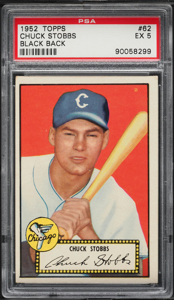 1952 Topps Chuck Stobbs BLACK BACK #62 PSA 5 EX