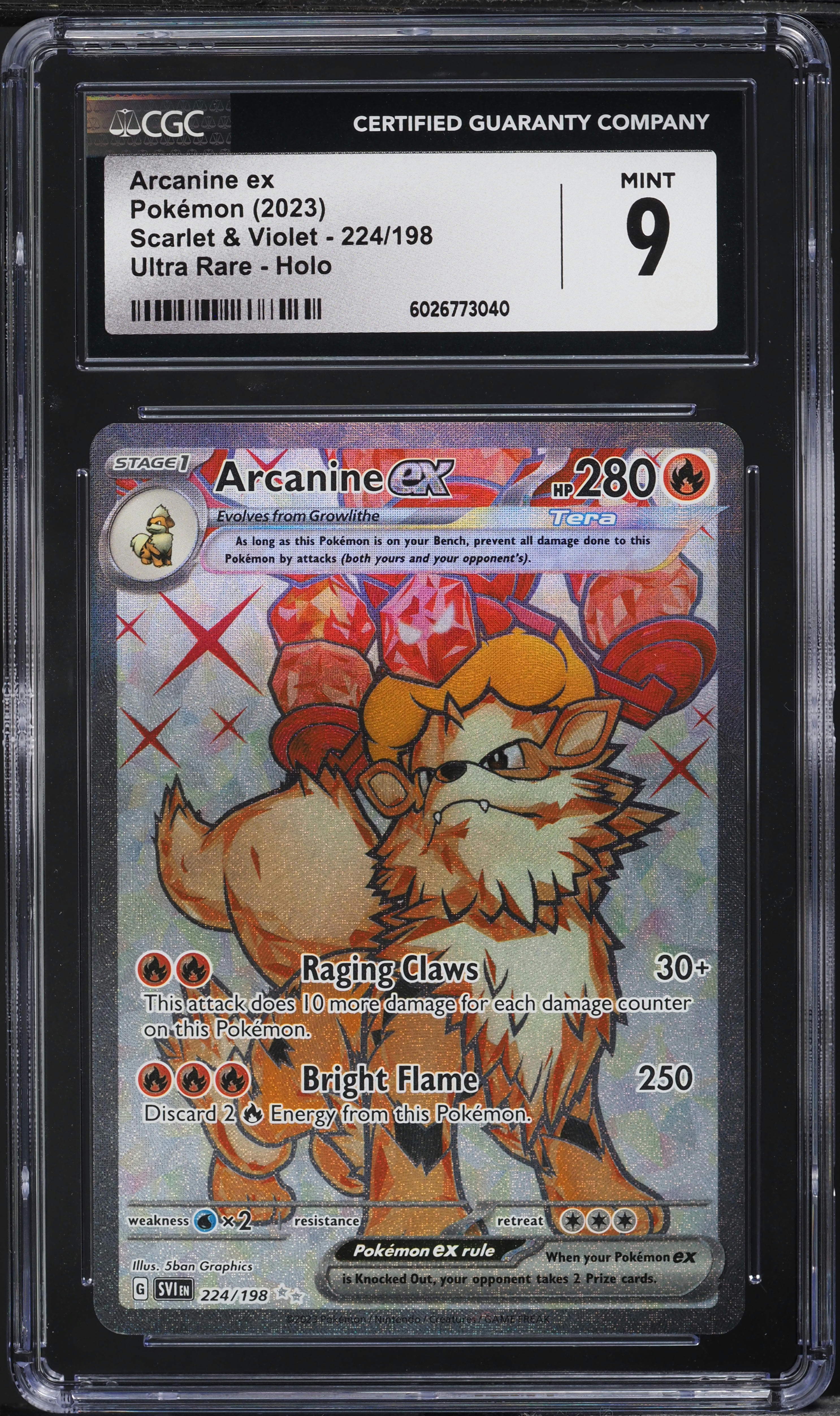 Arcanine ex 2023 Scarlet & Violet #224/198 Ultra Rare (Full