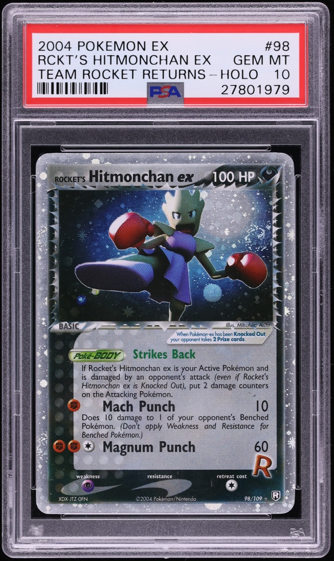 2004 Pokemon EX Team Rocket Returns Holo Rocket's Hitmonchan ex #98 PSA 10 GEM MINT