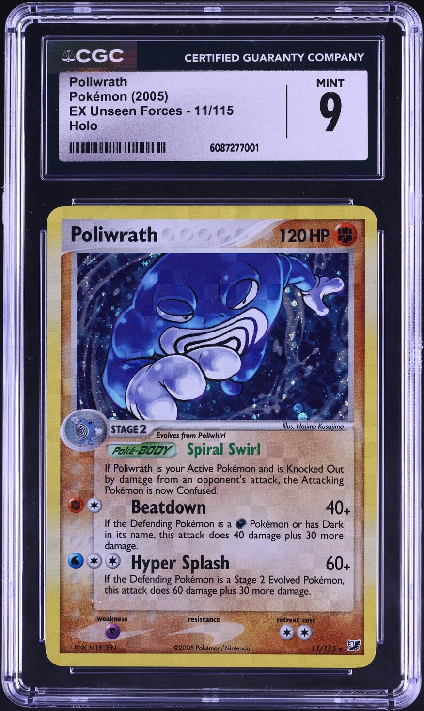 2005 Pokemon EX Unseen Forces Holo Poliwrath #11 CGC 9 MINT