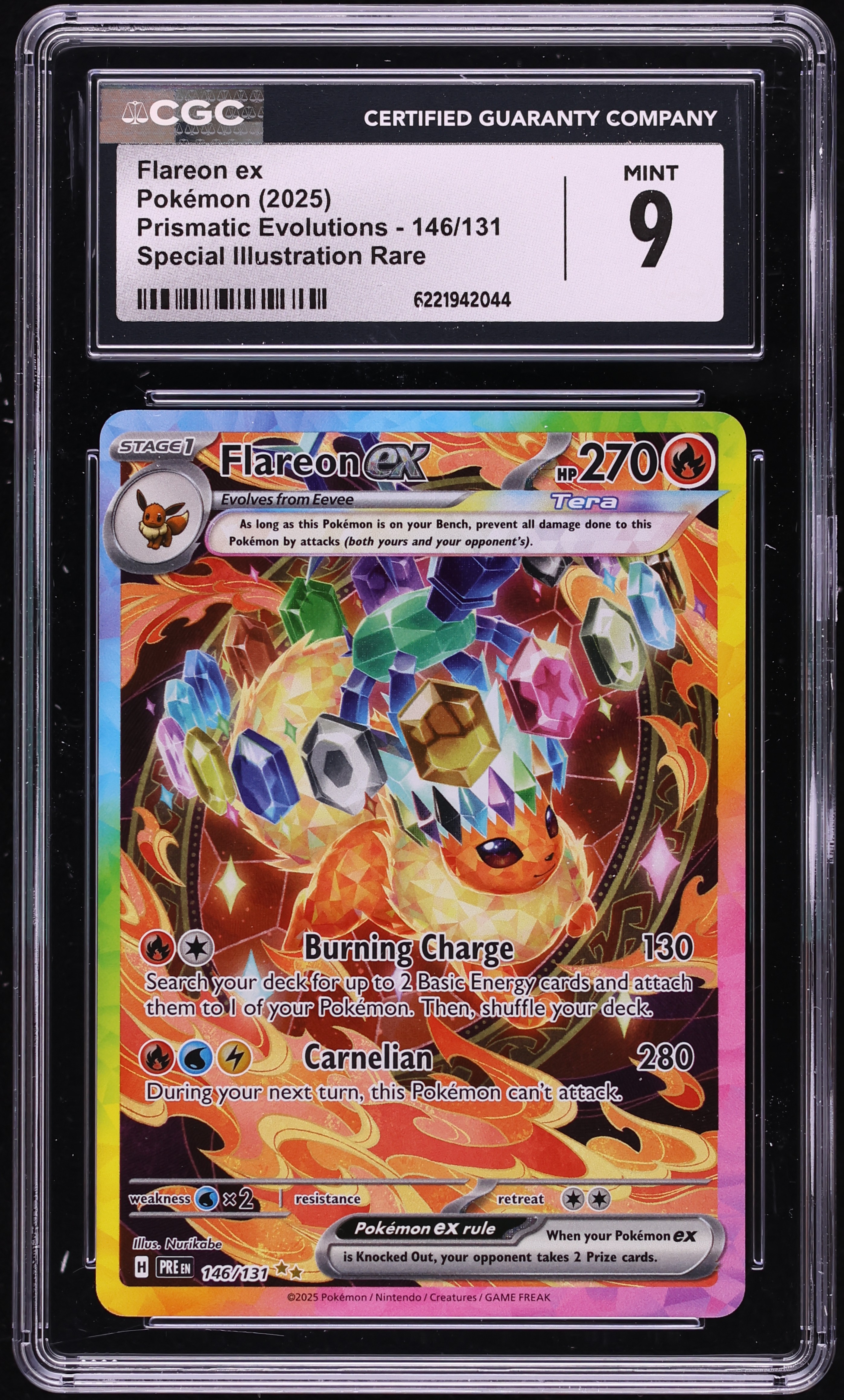2025 Pokemon Scarlet & Violet Prismatic Evolutions SIR Flareon EX #146 CGC 9 MINT