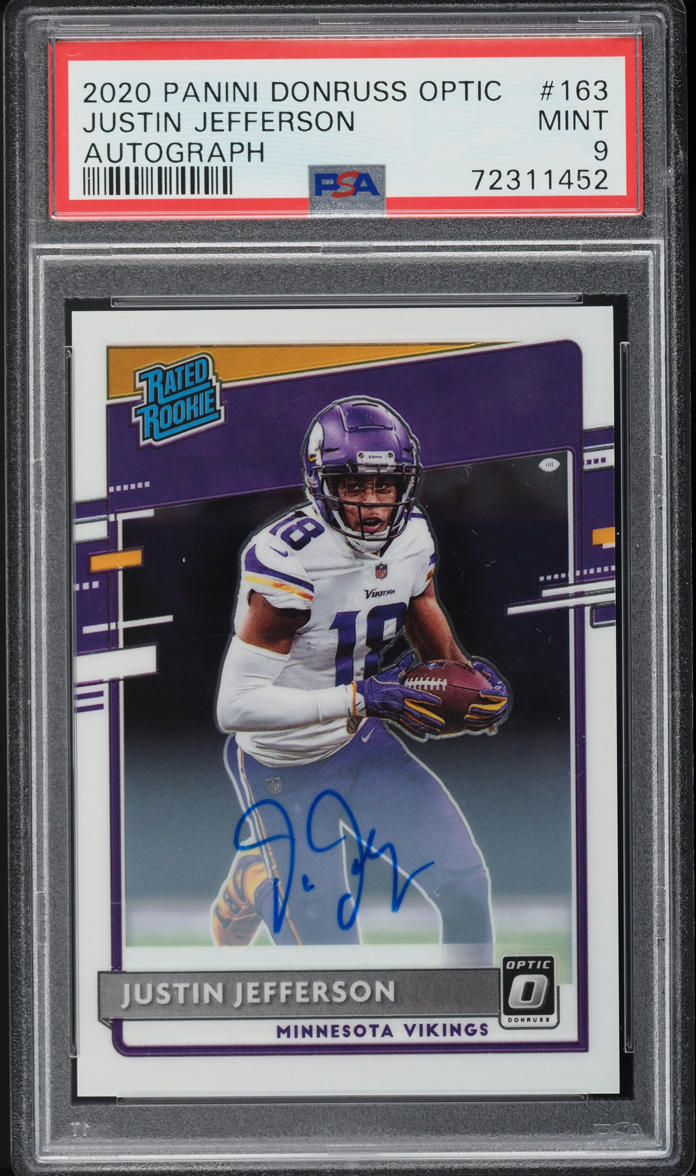 2020 Donruss Optic Justin Jefferson ROOKIE AUTO /150 #163 PSA 9 MINT