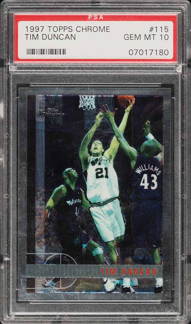 1997 Topps Chrome Tim Duncan ROOKIE #115 PSA 10 GEM MINT