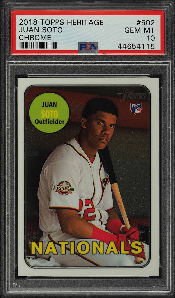 2018 Topps Heritage Chrome Juan Soto ROOKIE RC /999 #502 PSA 10 GEM MINT